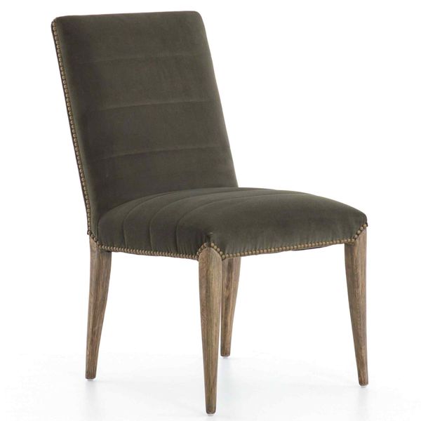 Nate Dining Chaise, Moderne Velours Loden, Lot de 2