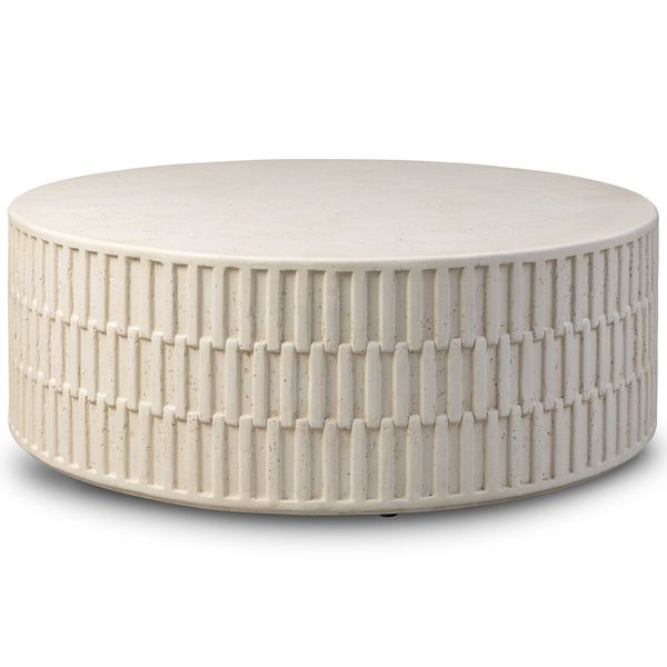 Table Callisto d'exterieur basse, Aged Blanc