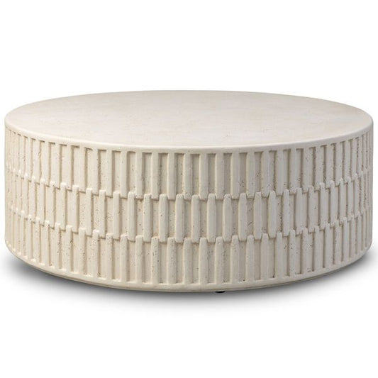 Table Callisto d'exterieur basse, Aged Blanc